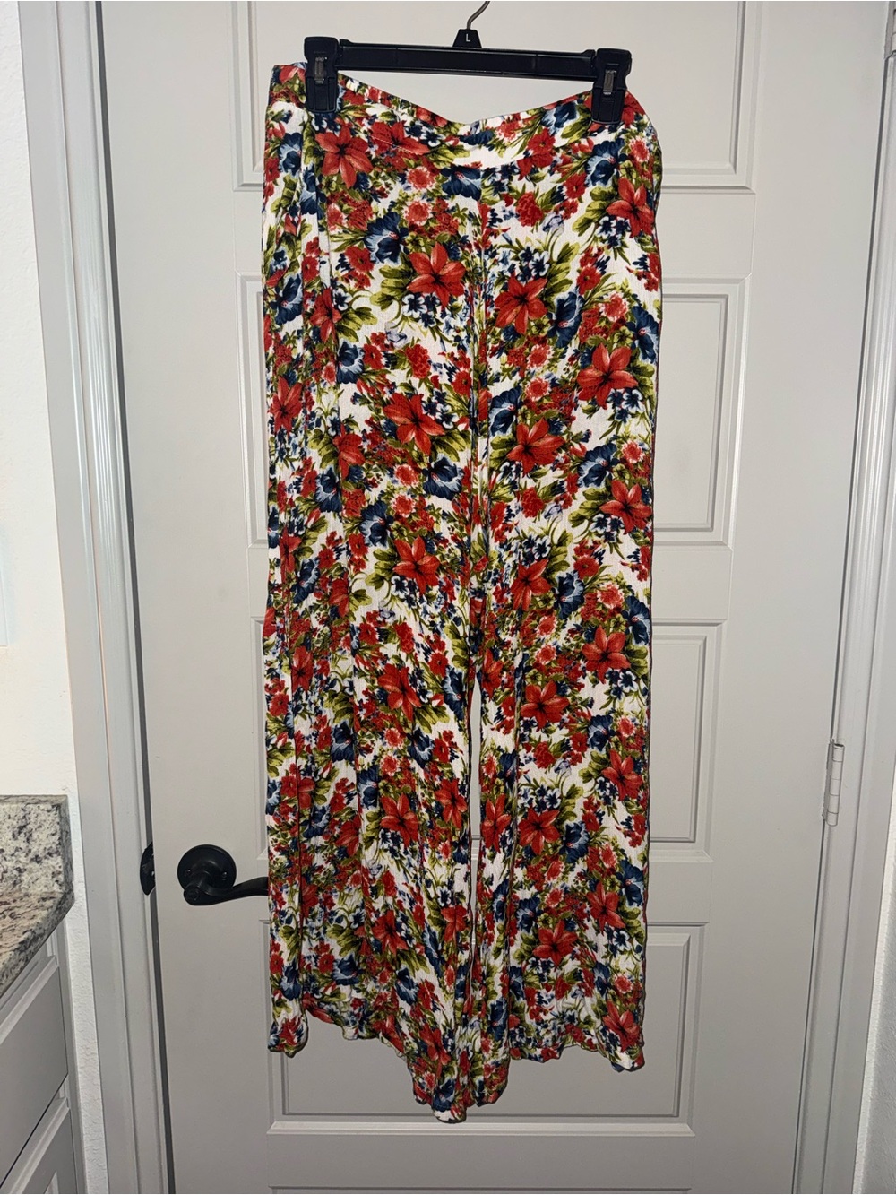 Passport Floral Wide-Leg Pants in Red, Green & Blue